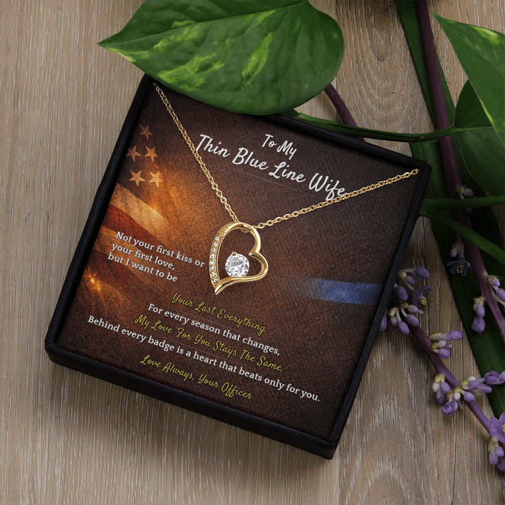 Forever Love Necklace for Police Wife Homecoming Gift | Message Card | Deployment