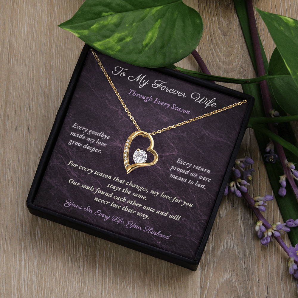 Forever Love Necklace for Military Wife Gift | Message Card | Romantic Heart Jewelry