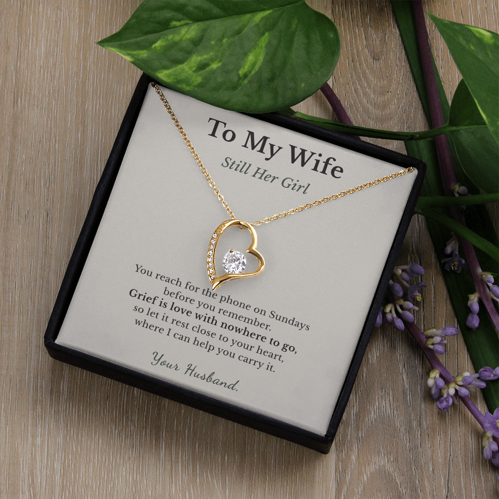 Motherless Daughter Necklace Sympathy Gift From Husband | Message Card | Heart Pendant Keepsake