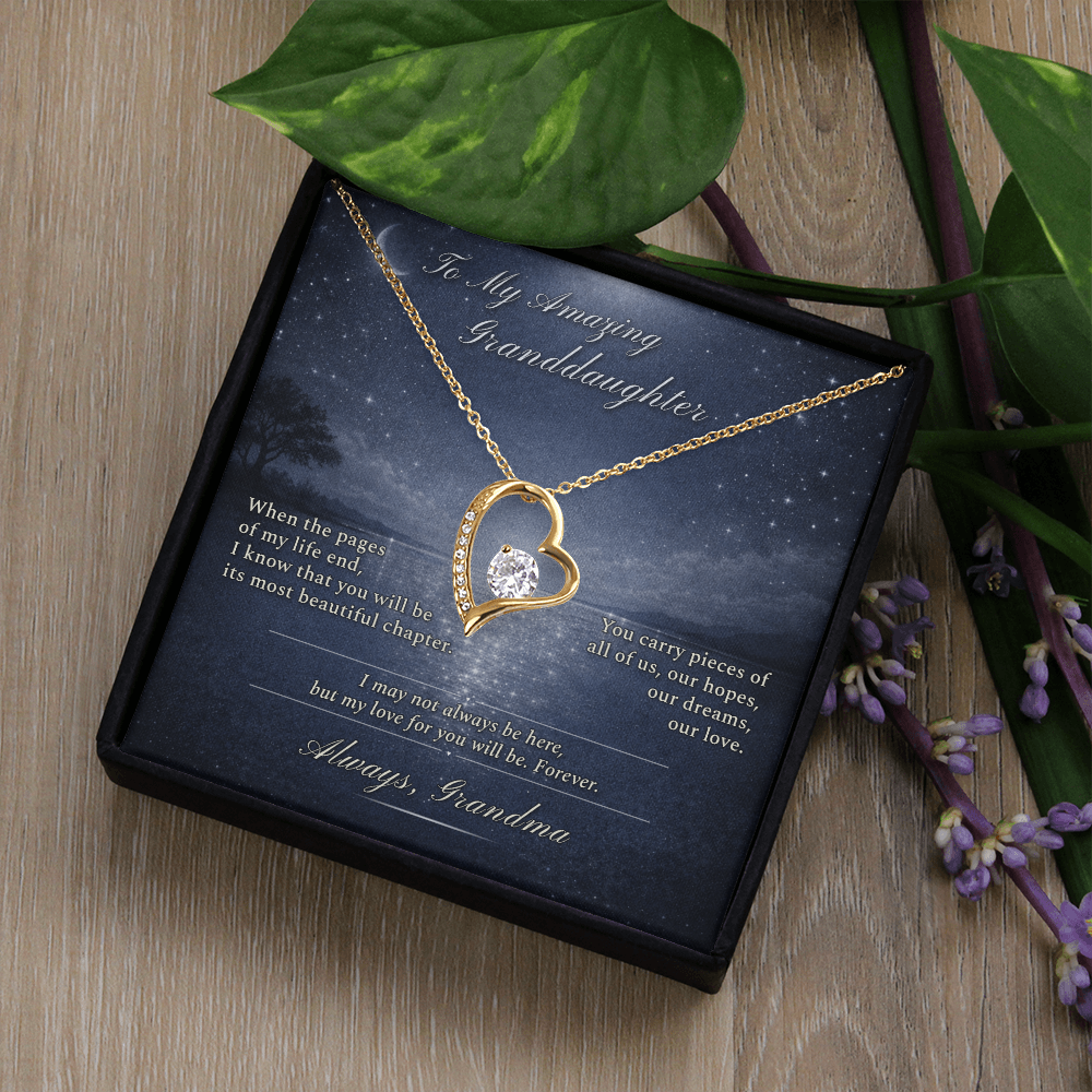 Granddaughter Necklace Gift From Grandma I Love You | Message Card | Heart Pendant