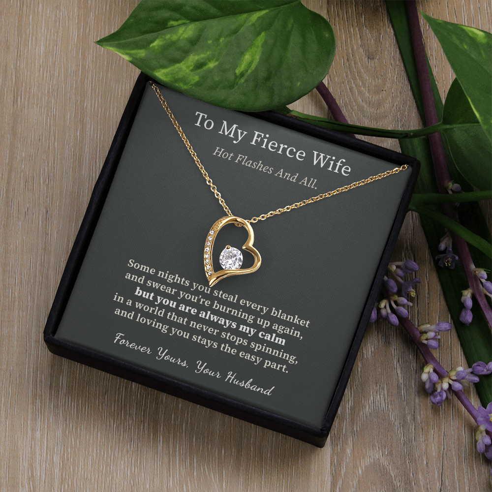 Wife Menopause Necklace Birthday Gift From Husband | Message Card | Heart Pendant Hot Flash Humor