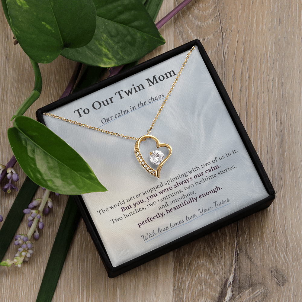 Gift For Twin Mom From Husband | Message Card | Heart Pendant Anniversary Love