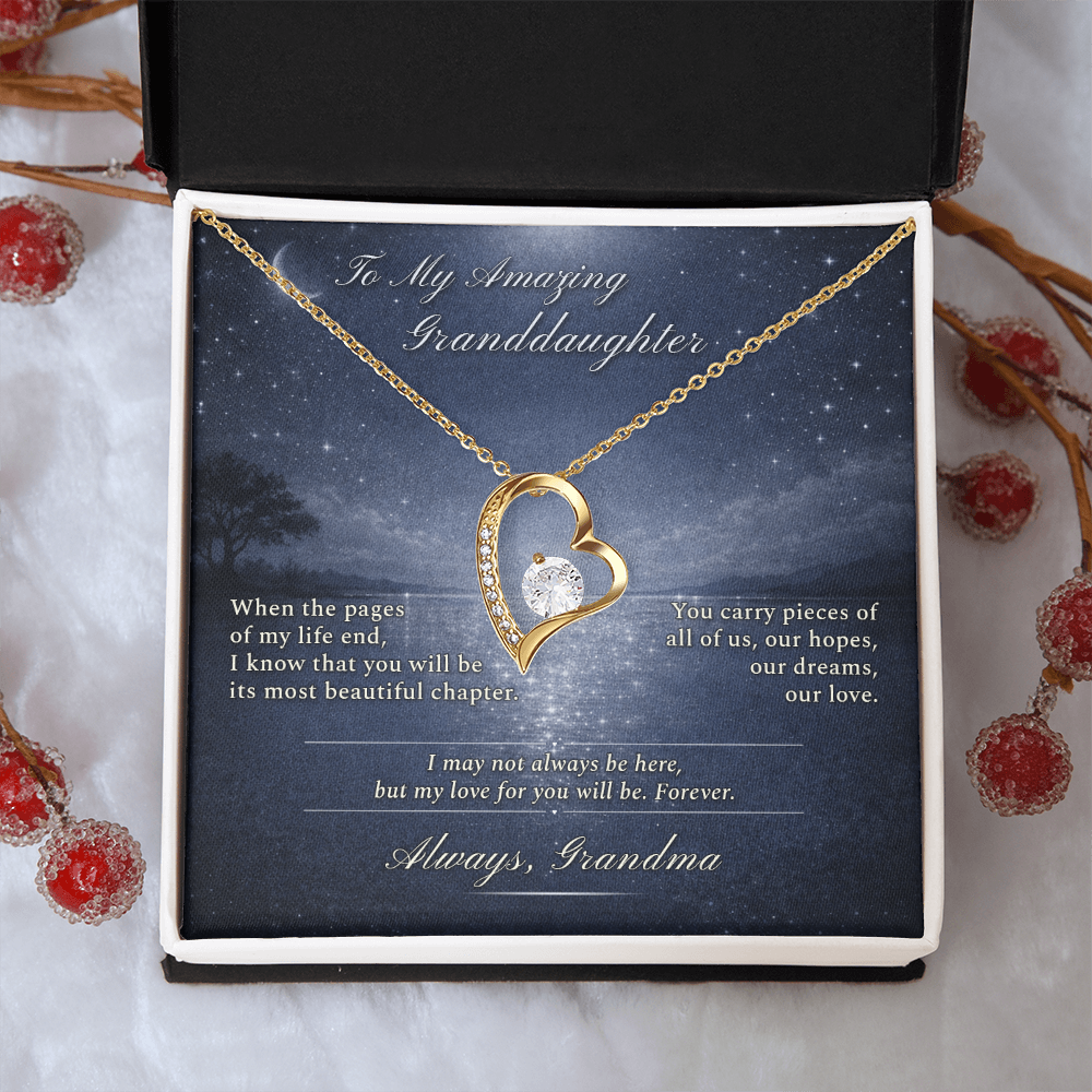 Granddaughter Necklace Gift From Grandma I Love You | Message Card | Heart Pendant