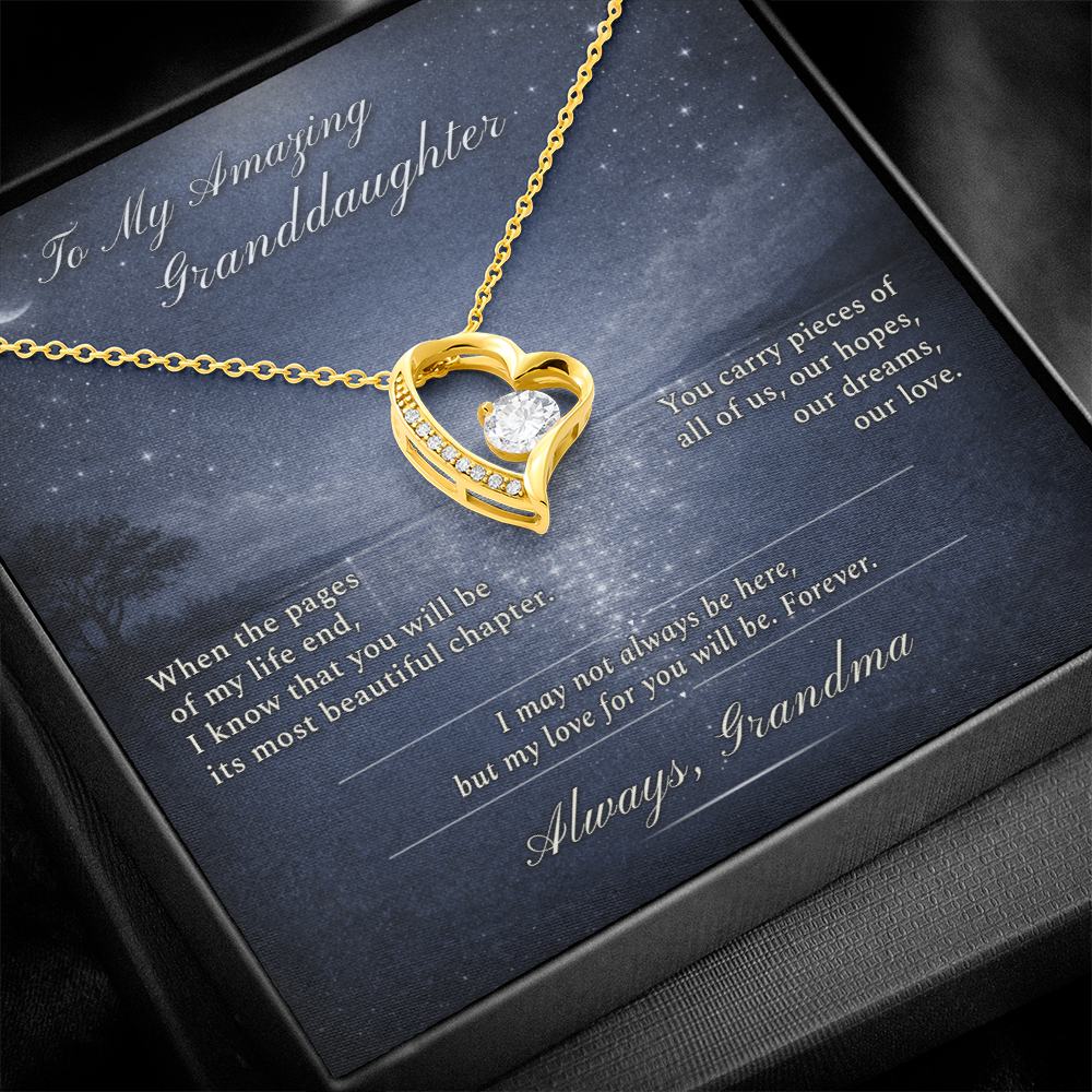 Granddaughter Necklace Gift From Grandma I Love You | Message Card | Heart Pendant