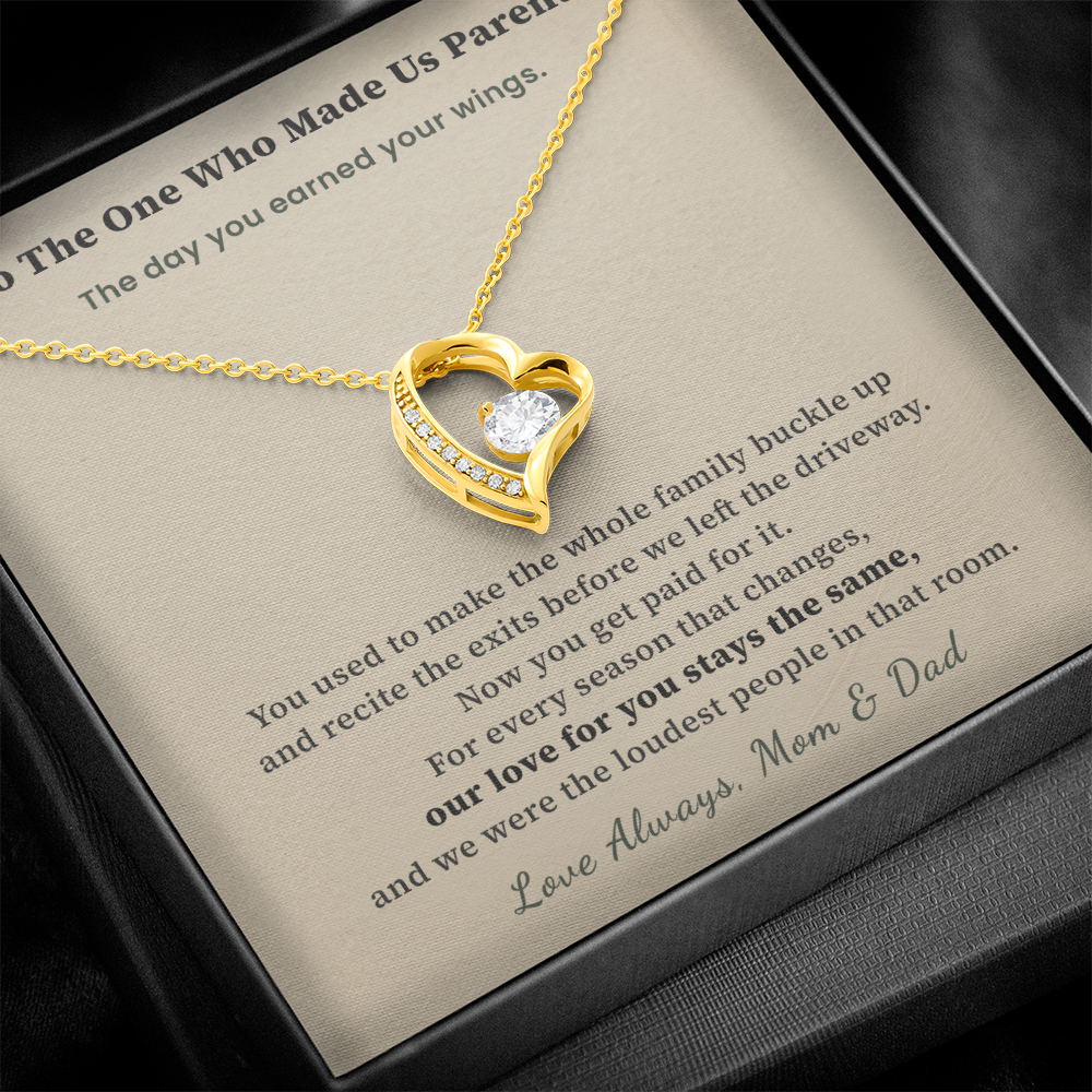Daughter Flight Attendant Necklace Graduation Gift From Parents | Message Card | Heart Pendant Wings