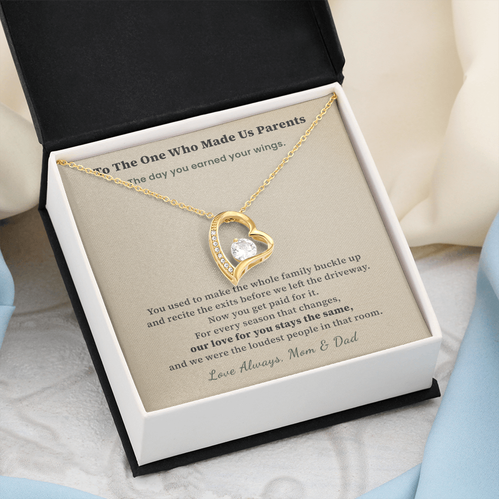 Daughter Flight Attendant Necklace Graduation Gift From Parents | Message Card | Heart Pendant Wings