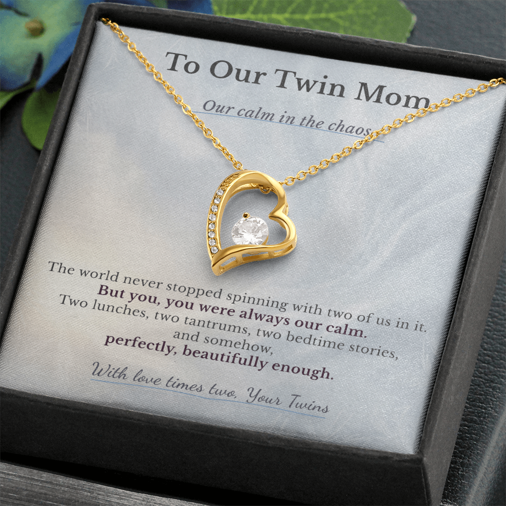 Gift For Twin Mom From Husband | Message Card | Heart Pendant Anniversary Love