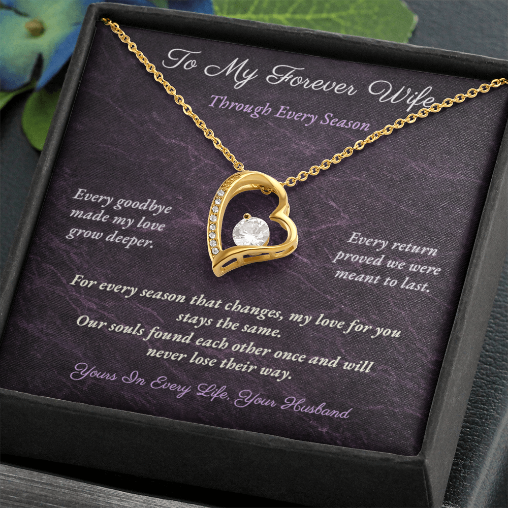 Forever Love Necklace for Military Wife Gift | Message Card | Romantic Heart Jewelry