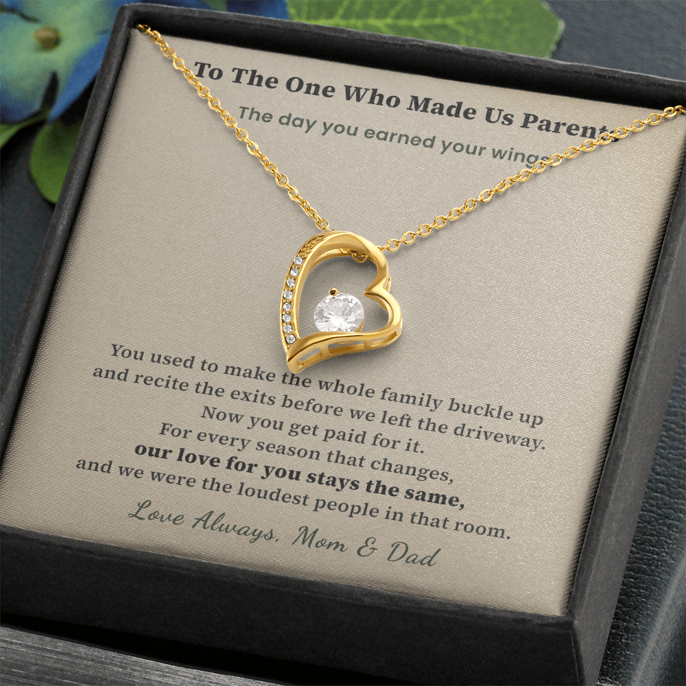 Daughter Flight Attendant Necklace Graduation Gift From Parents | Message Card | Heart Pendant Wings