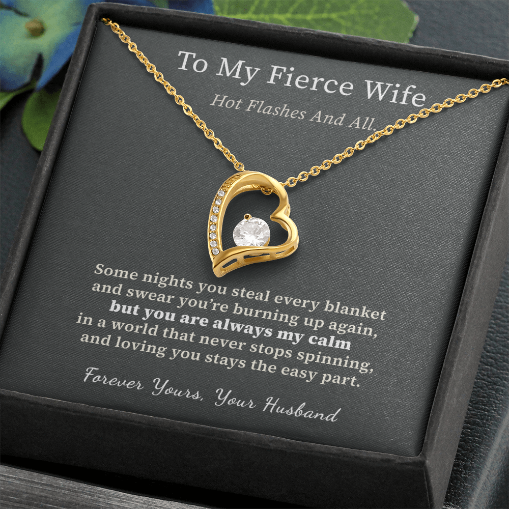 Wife Menopause Necklace Birthday Gift From Husband | Message Card | Heart Pendant Hot Flash Humor