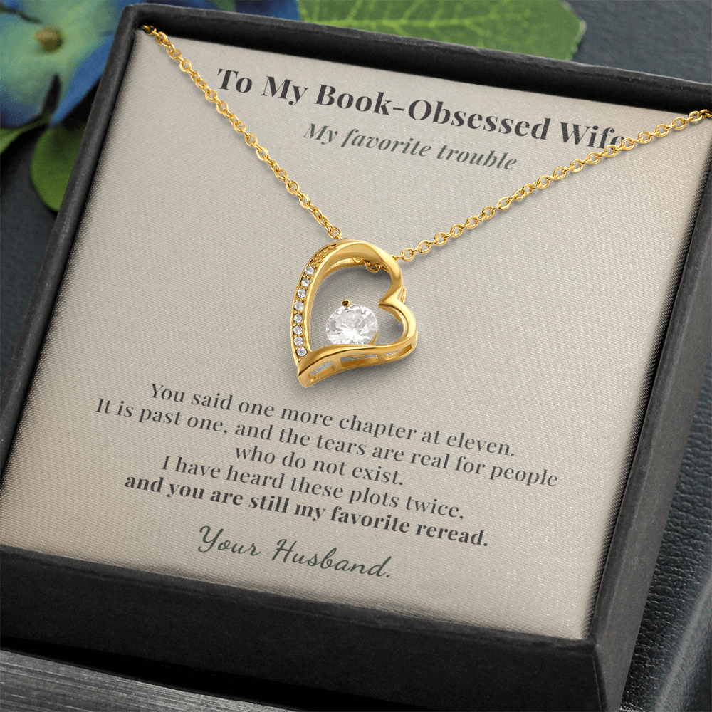 Book Lover Wife Necklace Romantic Gift From Husband | Message Card | Heart Pendant Keepsake