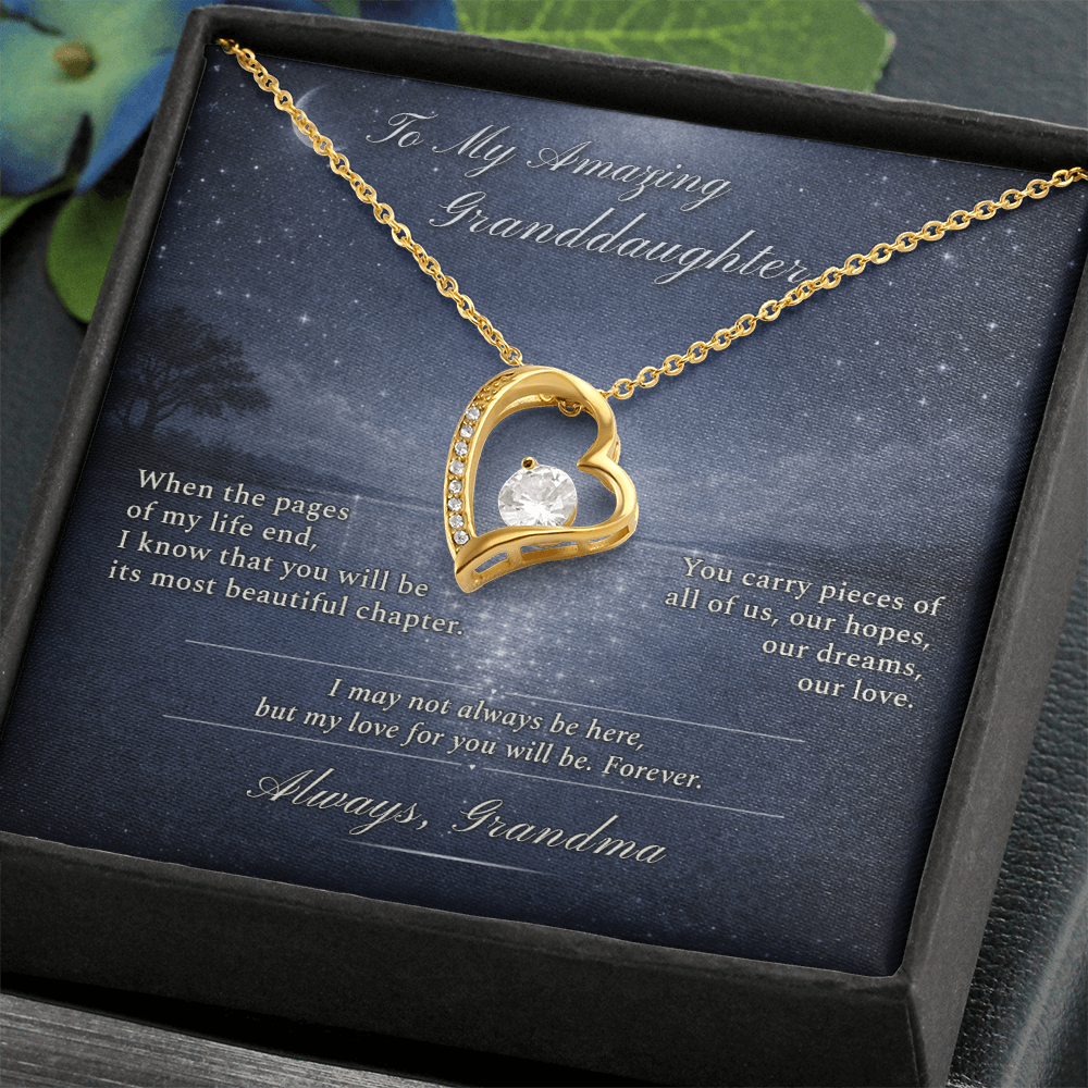 Granddaughter Necklace Gift From Grandma I Love You | Message Card | Heart Pendant
