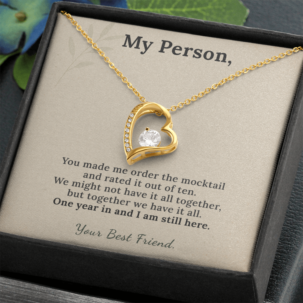 Sober Friend Necklace One Year Sobriety Gift | Message Card | Heart Pendant Keepsake